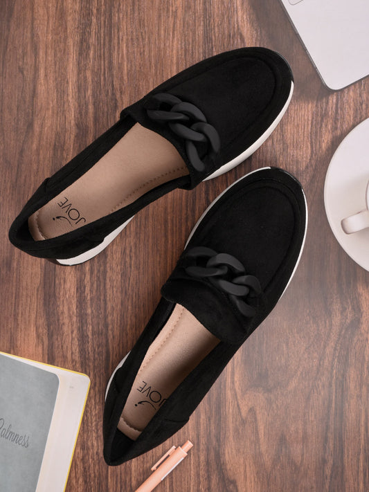 Women, Women Footwear, Black Loafers