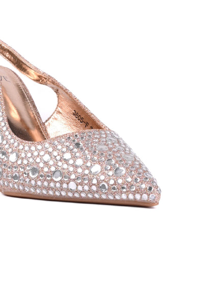 Women Champgne Embellished Pumps