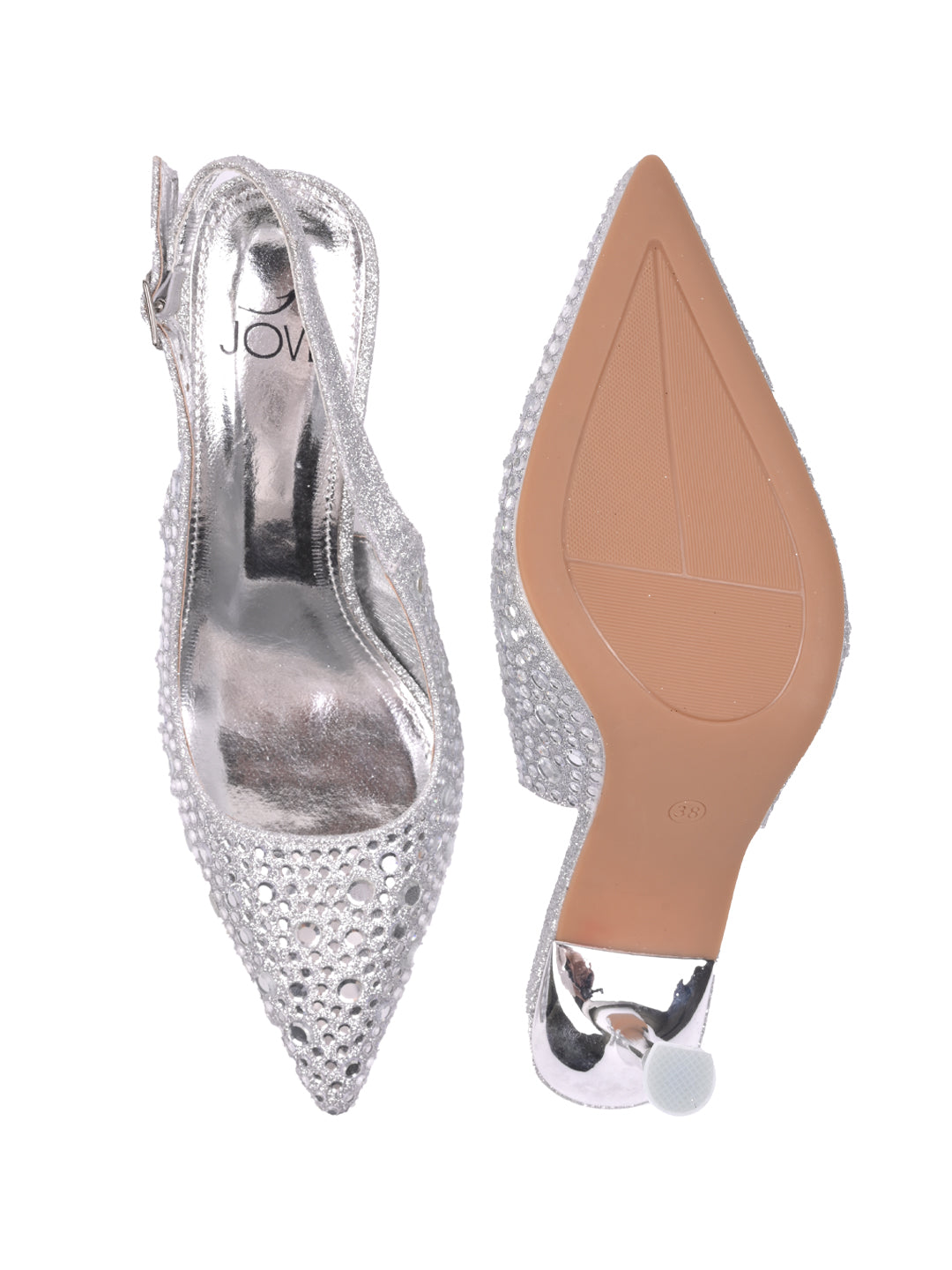 Women, Women Footwear, Silver Pumps