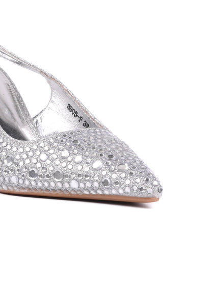 Women Silver Embellished Pumps