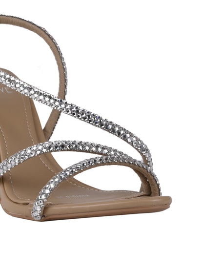 Women Beige Embellished Sandals