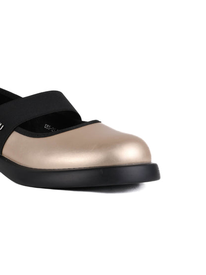 Women Gold Metallic Mary Jane Ballerinas