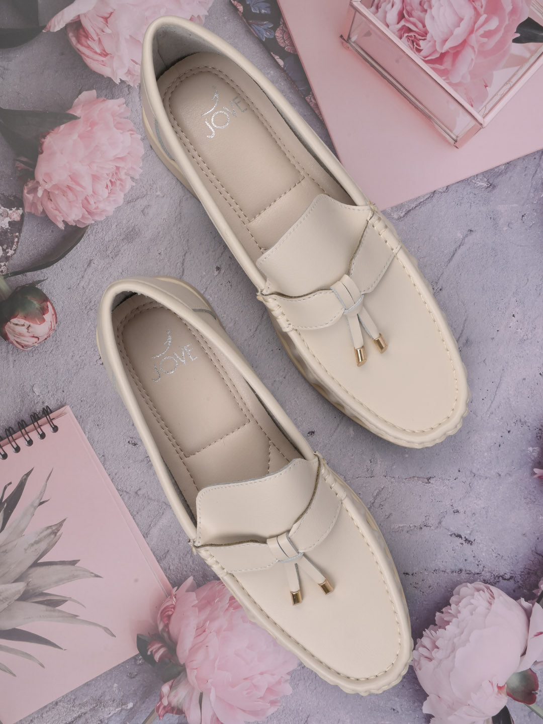 Women, Women Footwear, Beige Loafers