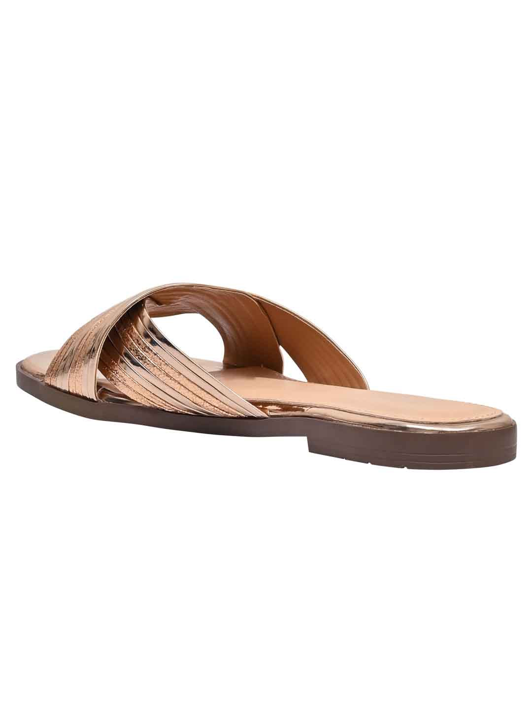 Footwear, Women Footwear, Bronze Open Toe Flats