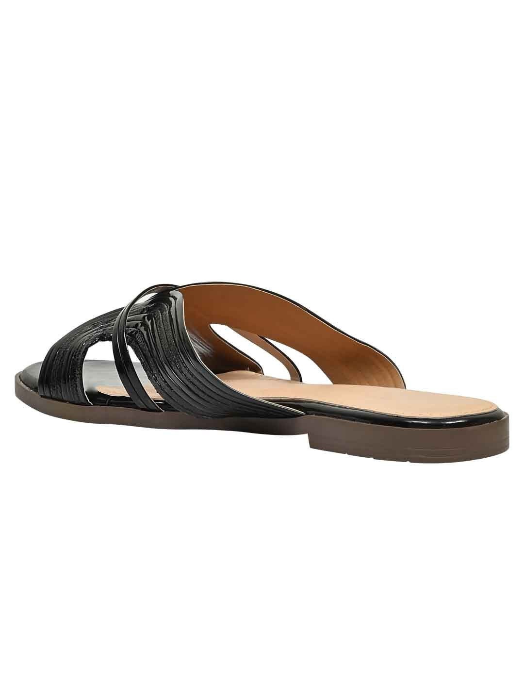 Footwear, Women Footwear, Black Open Toe Flats