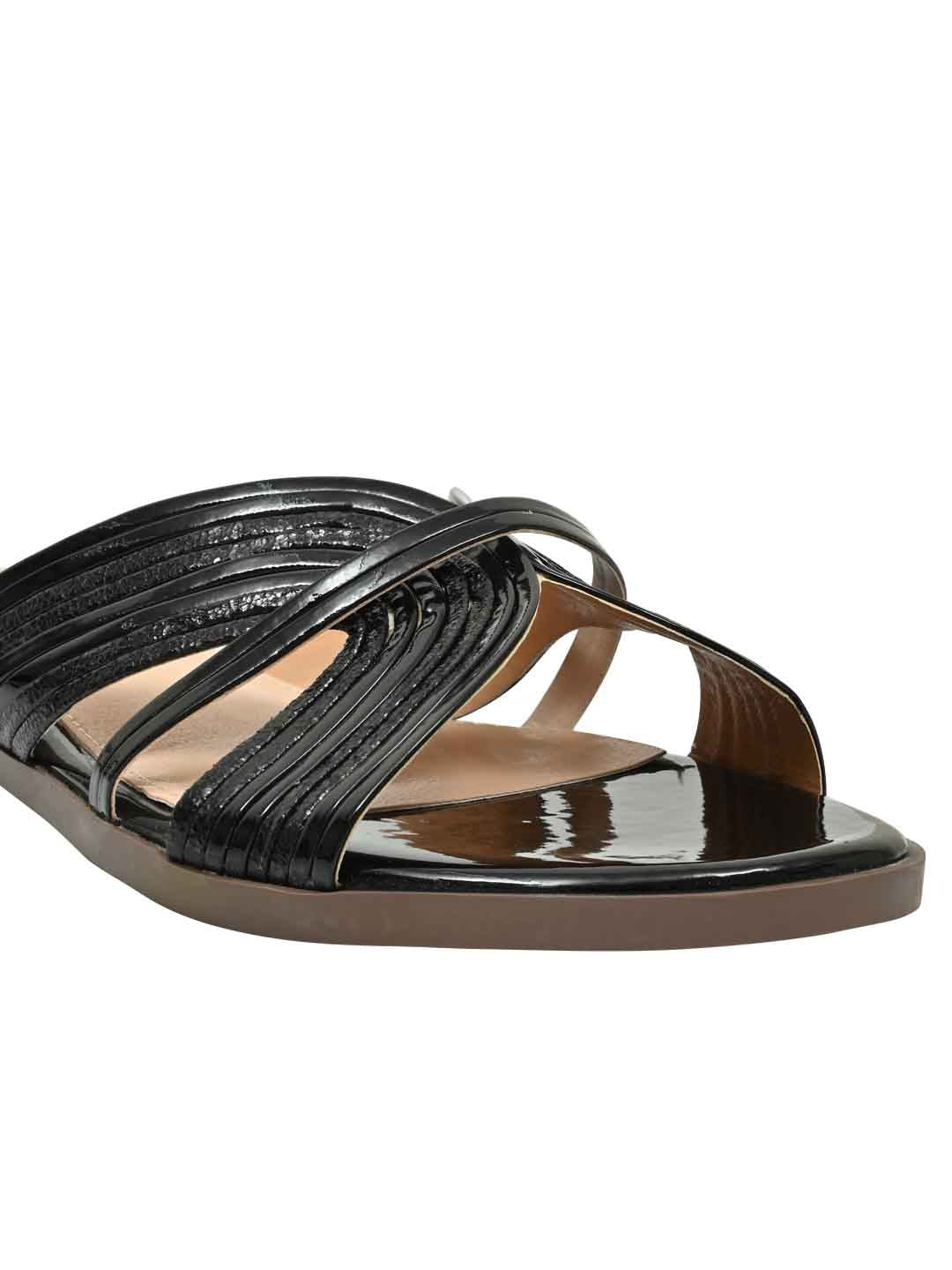 Footwear, Women Footwear, Black Open Toe Flats