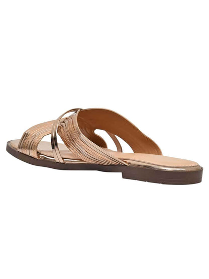 Footwear, Women Footwear, Bronze Open Toe Flats