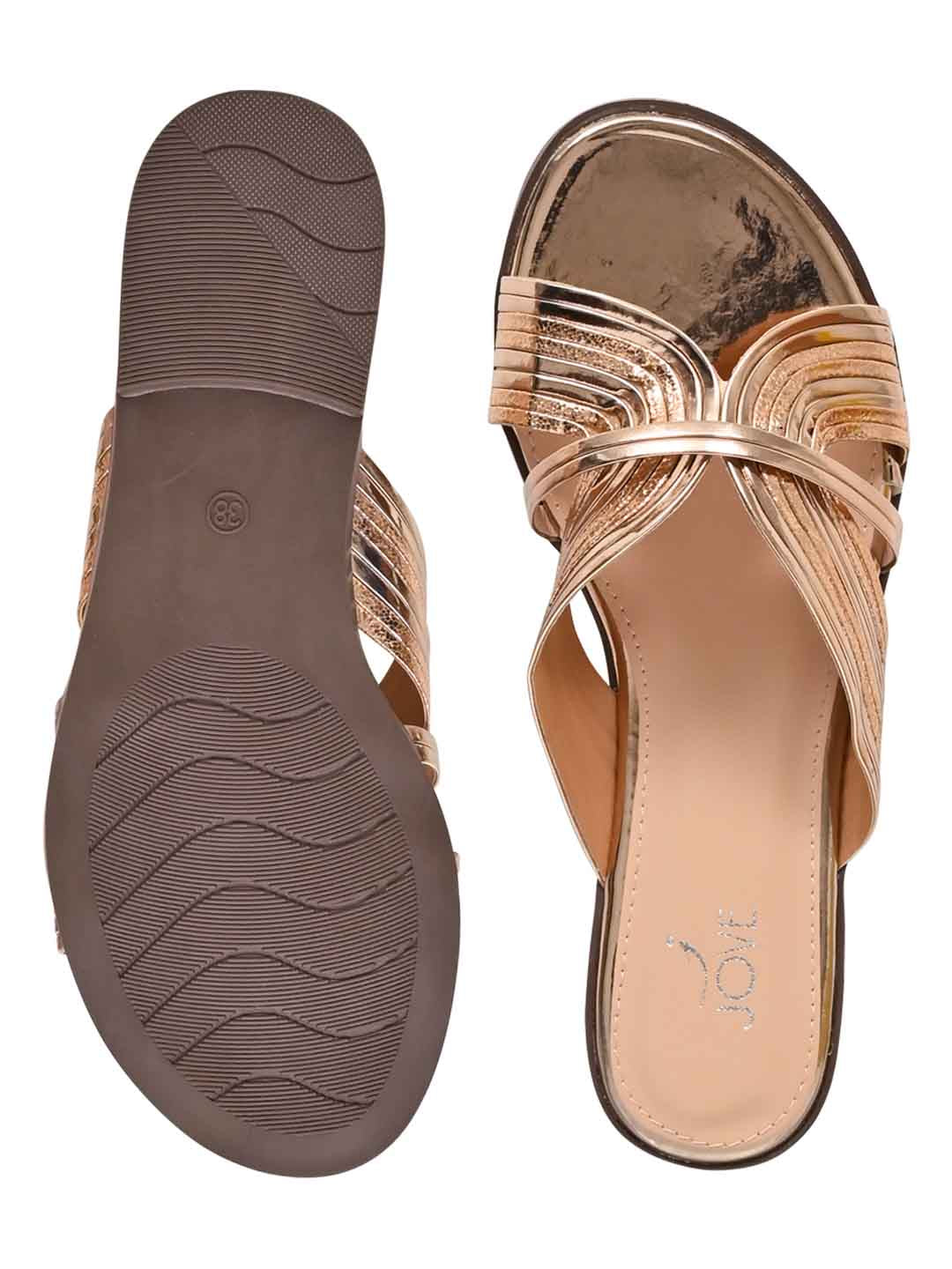 Footwear, Women Footwear, Bronze Open Toe Flats