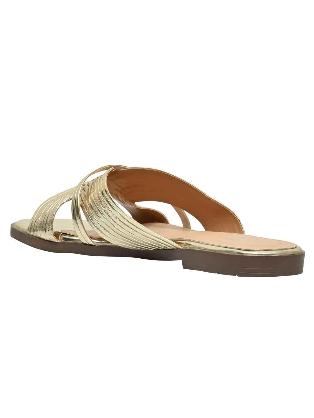 Footwear, Women Footwear, Golden Open Toe Flats