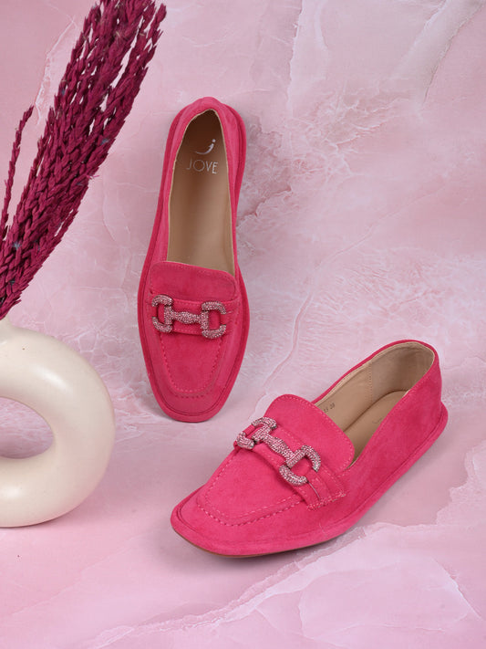 Women, Women Footwear, Fuchsia Loafers