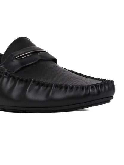 Men Black Textured Driving Shoes