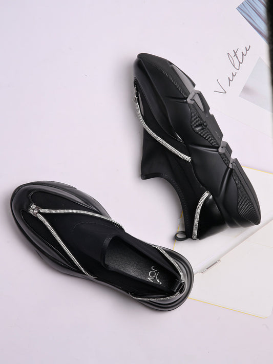 Women, Women Footwear, Black Loafers