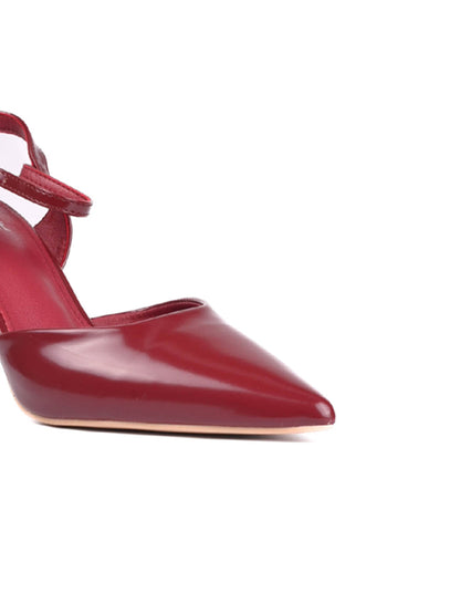 Women Maroon Solid Pumps