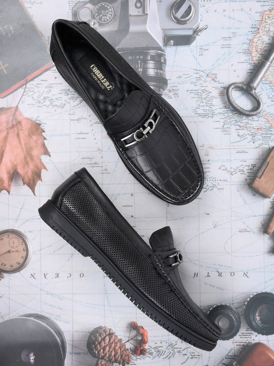 Men, Men Footwear, Black Loafers