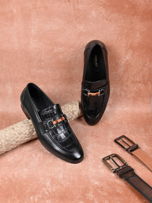 Men, Men Footwear, Black Loafers