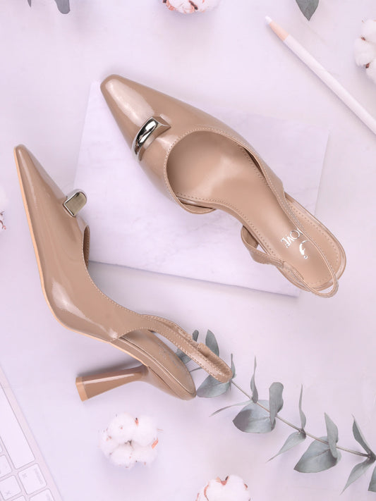 Women, Women Footwear, Beige Pumps