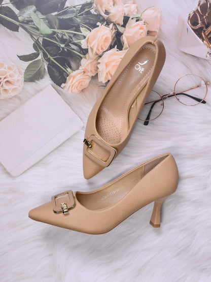 Women, Women Footwear, Beige Pumps