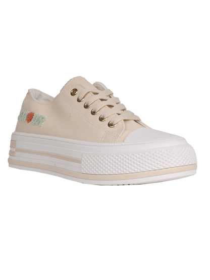 Women, Women Footwear, Beige Sneakers