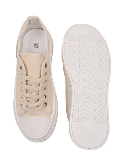 Women, Women Footwear, Beige Sneakers