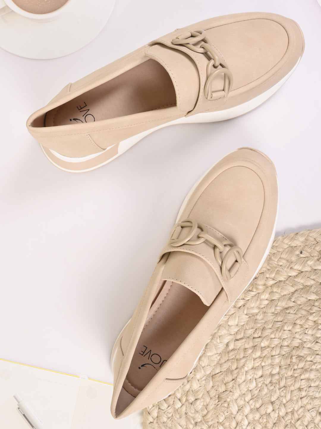 Women, Women Footwear, Beige Loafers