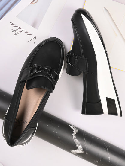 Women, Women Footwear, Black Loafers