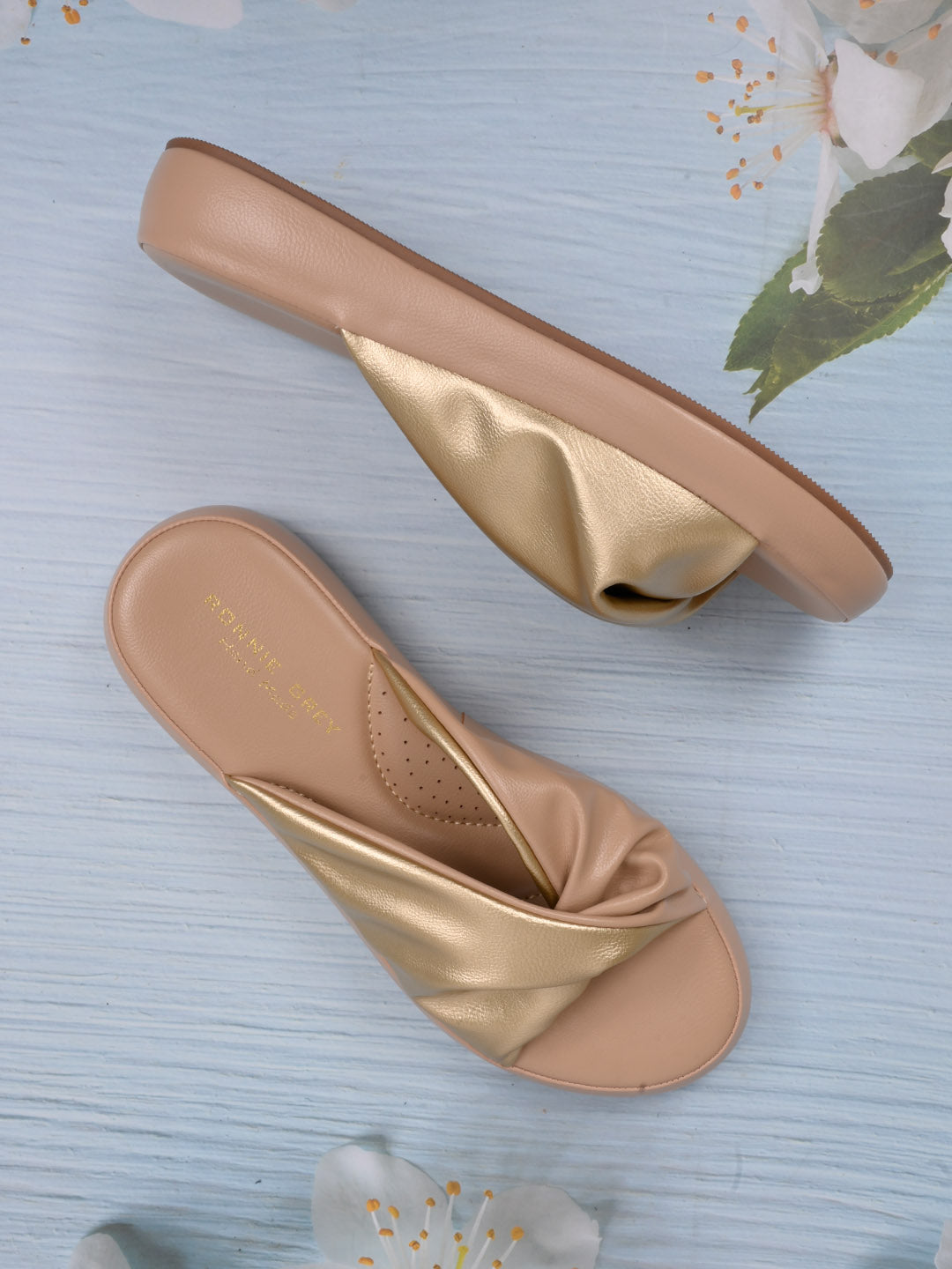 Women, Women Footwear, Beige Open Toe Flats