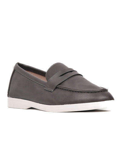 Women, Women Footwear, Grey Loafers