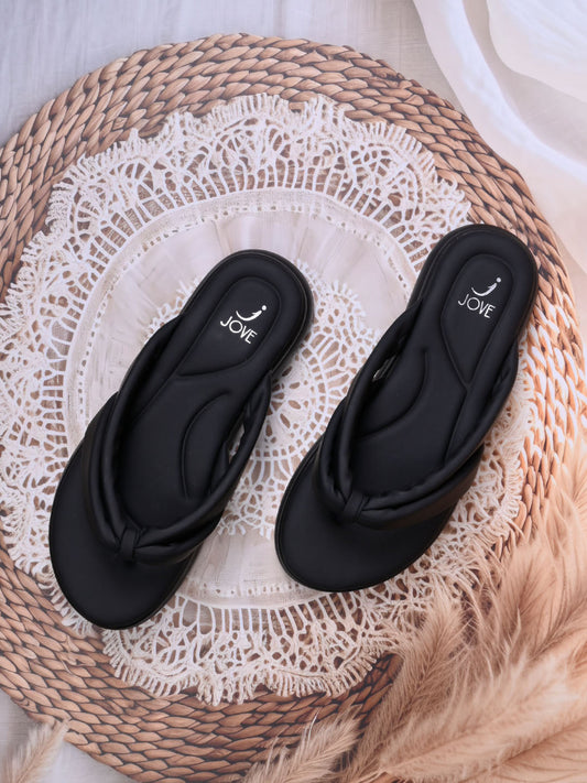 Women, Women Footwear, Black T-Strap Flats