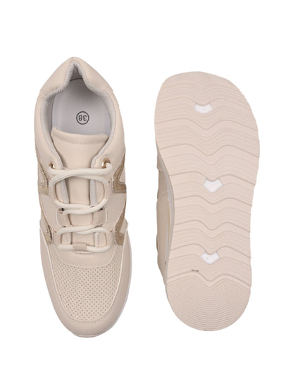 Women, Women Footwear, Beige Sneakers