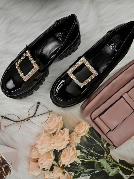 Women, Women Footwear, Black Loafers