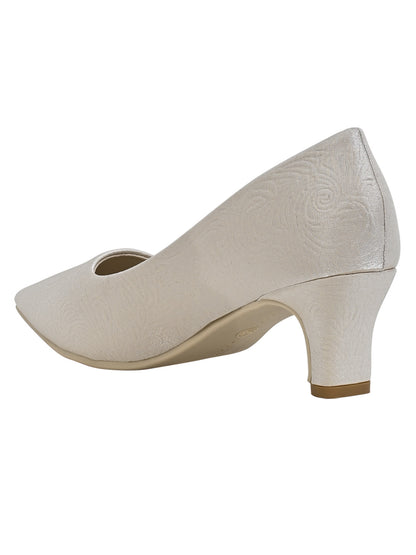 Women Beige Textured Pumps