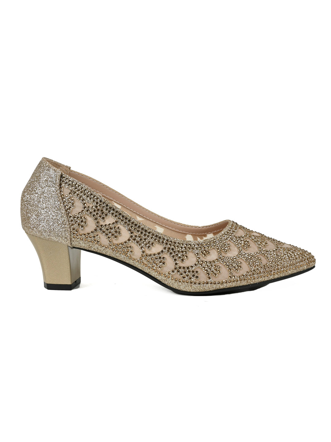 Women, Women Footwear, Golden Pumps