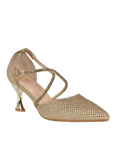 Women, Women Footwear, Golden Pumps