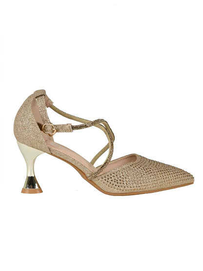 Women, Women Footwear, Golden Pumps