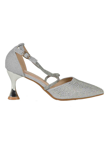 Women, Women Footwear, Silver Pumps