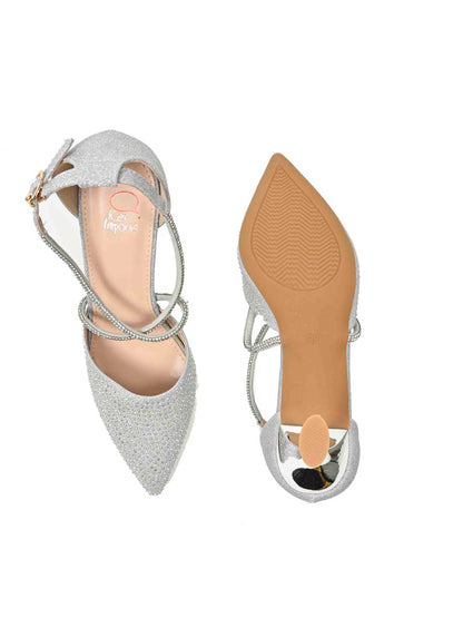 Women, Women Footwear, Silver Pumps