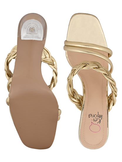 Footwear, Women Footwear, Golden Sandals