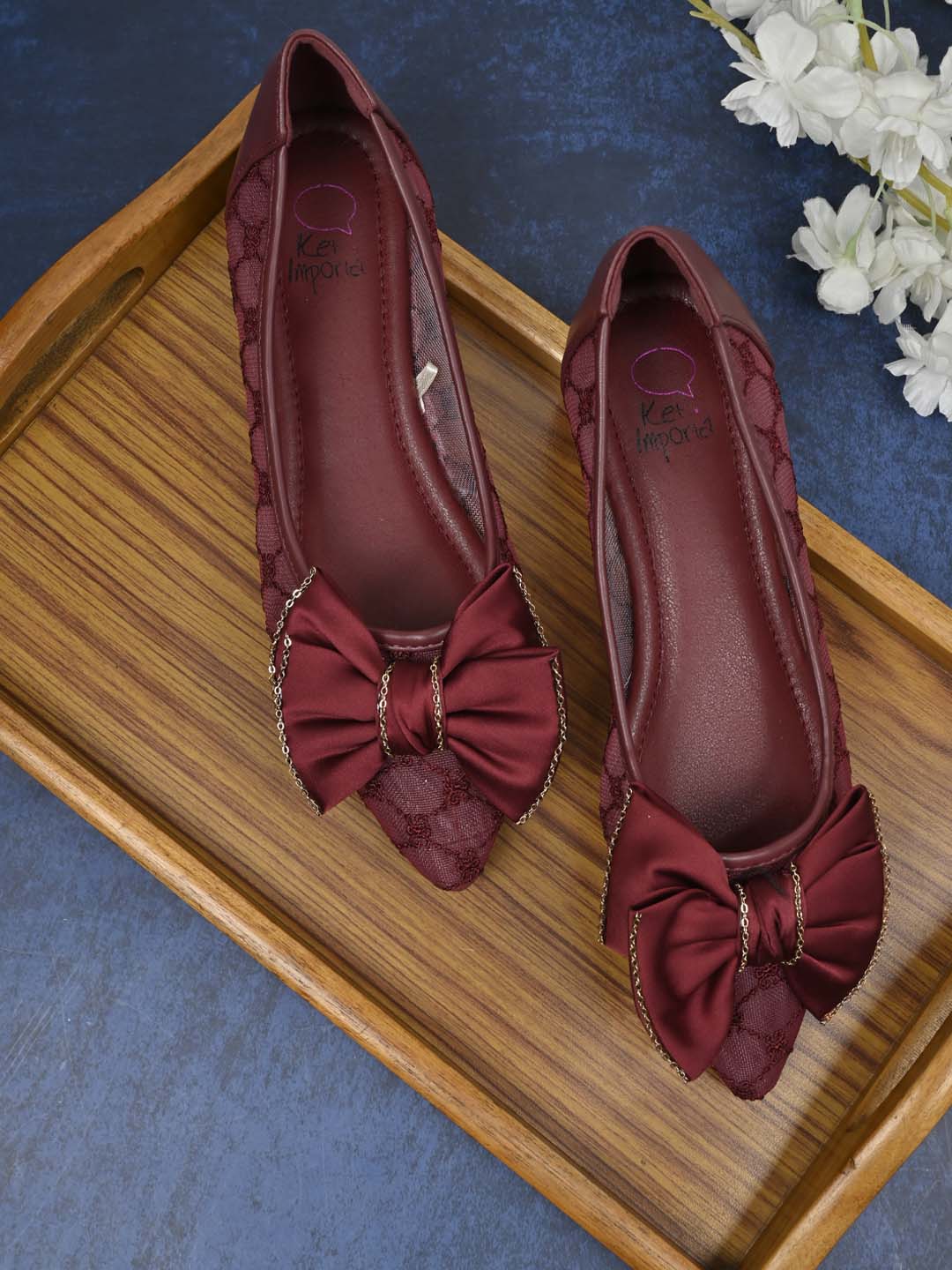 Women, Women Footwear, Maroon Ballerinas