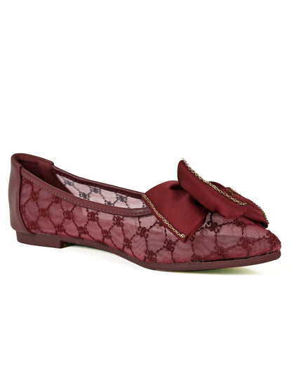 Women, Women Footwear, Maroon Ballerinas