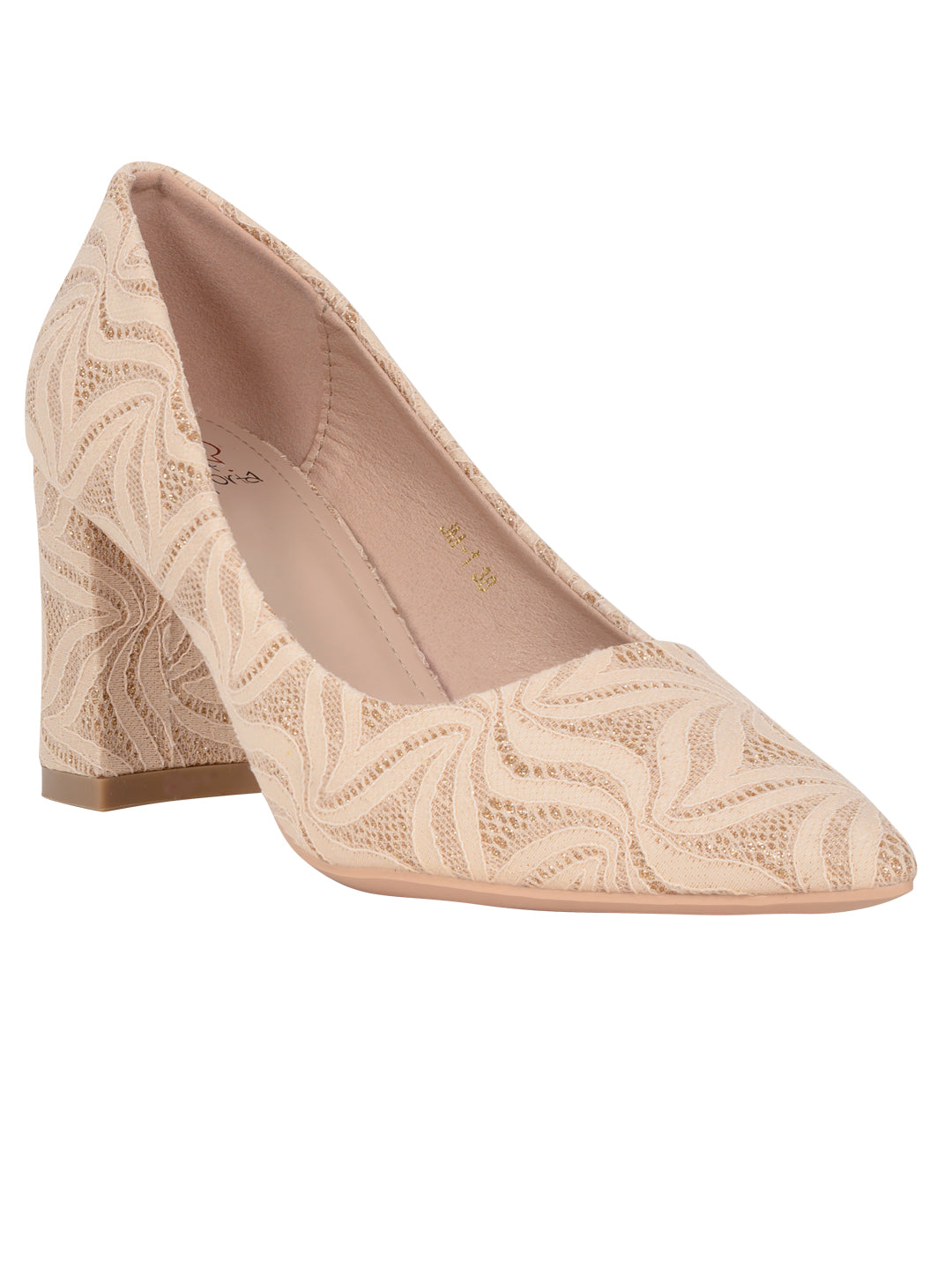 Women Beige Textured Pumps