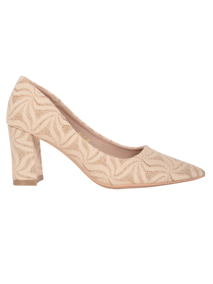 Women Beige Textured Pumps