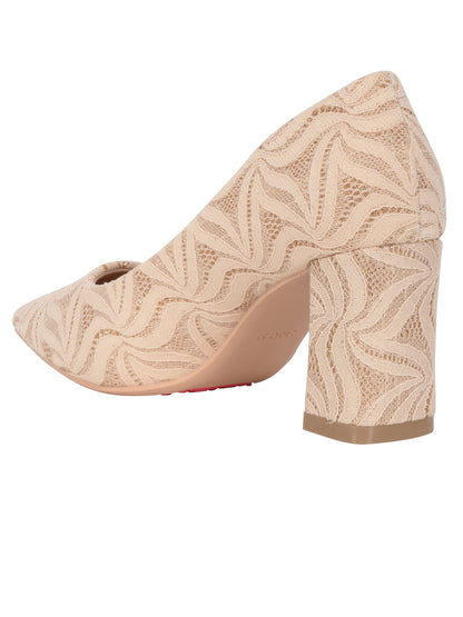 Women Beige Textured Pumps