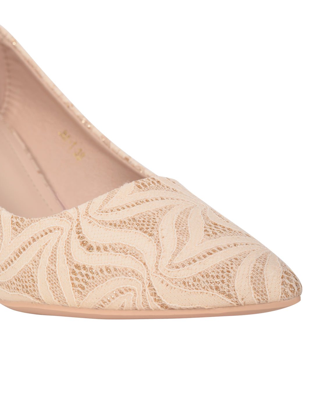 Women Beige Textured Pumps