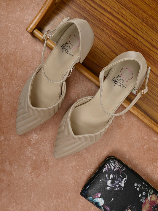 Women, Women Footwear, Beige Pumps