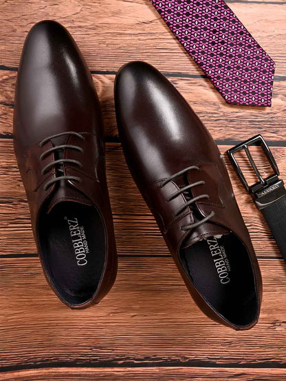 Men, Men Footwear, Brown Derby Formal Shoes