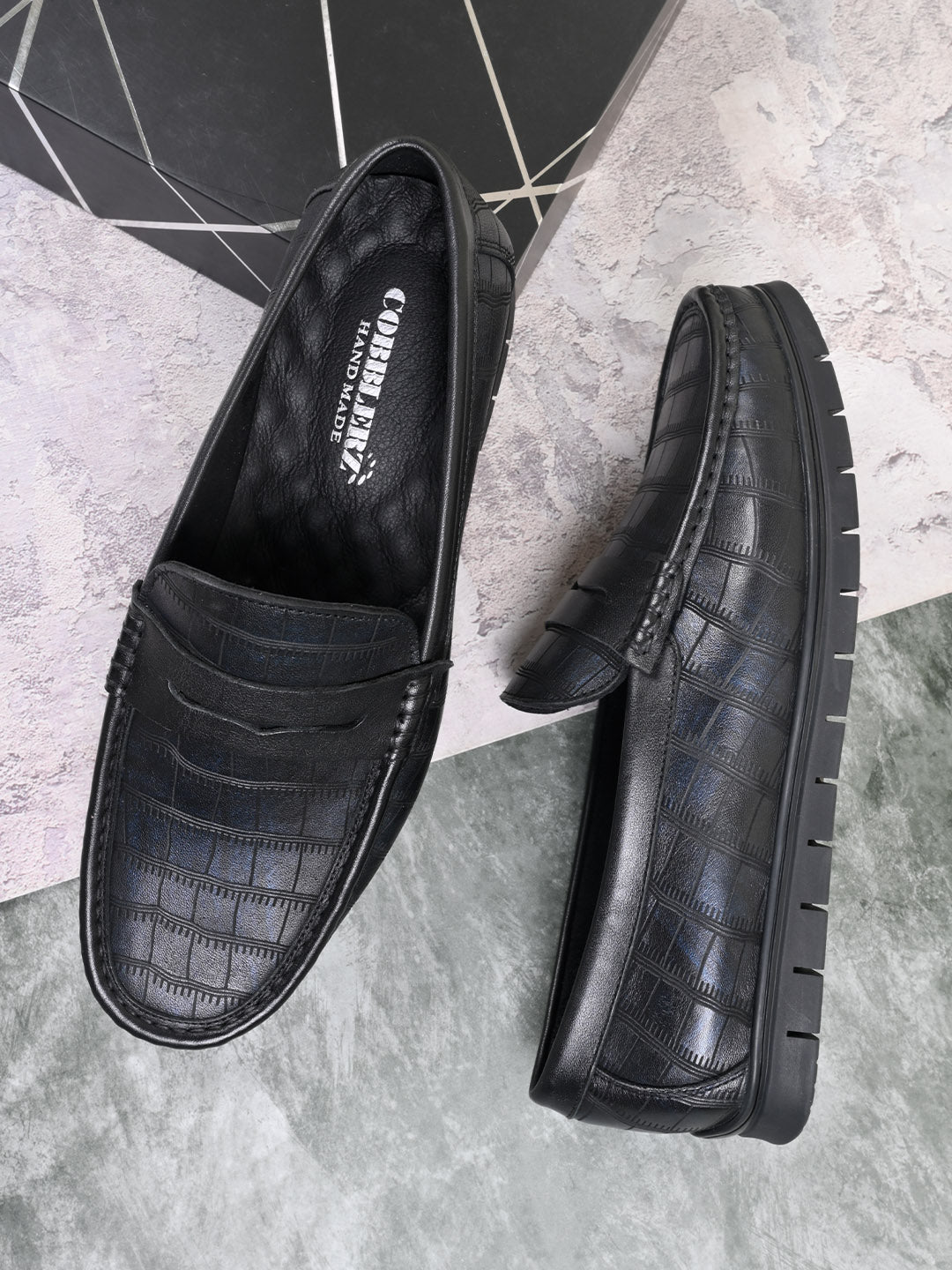 Men, Men Footwear, Black Loafers