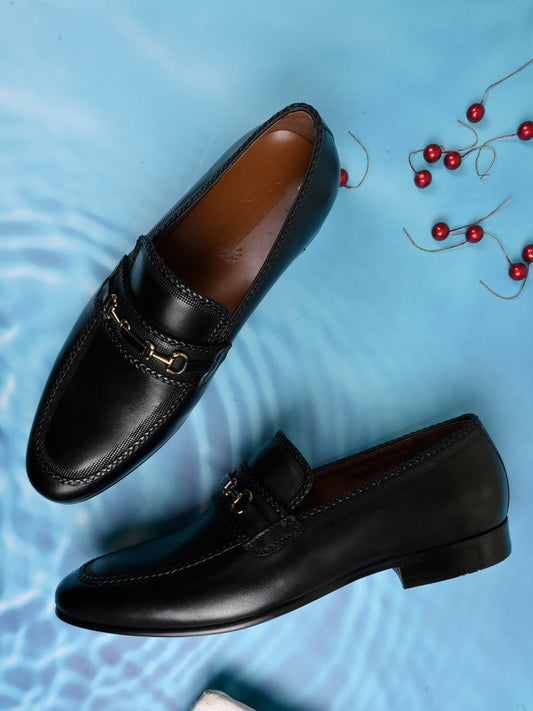 Men, Men Footwear, Black Loafers