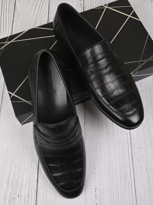 Men, Men Footwear, Black Loafers