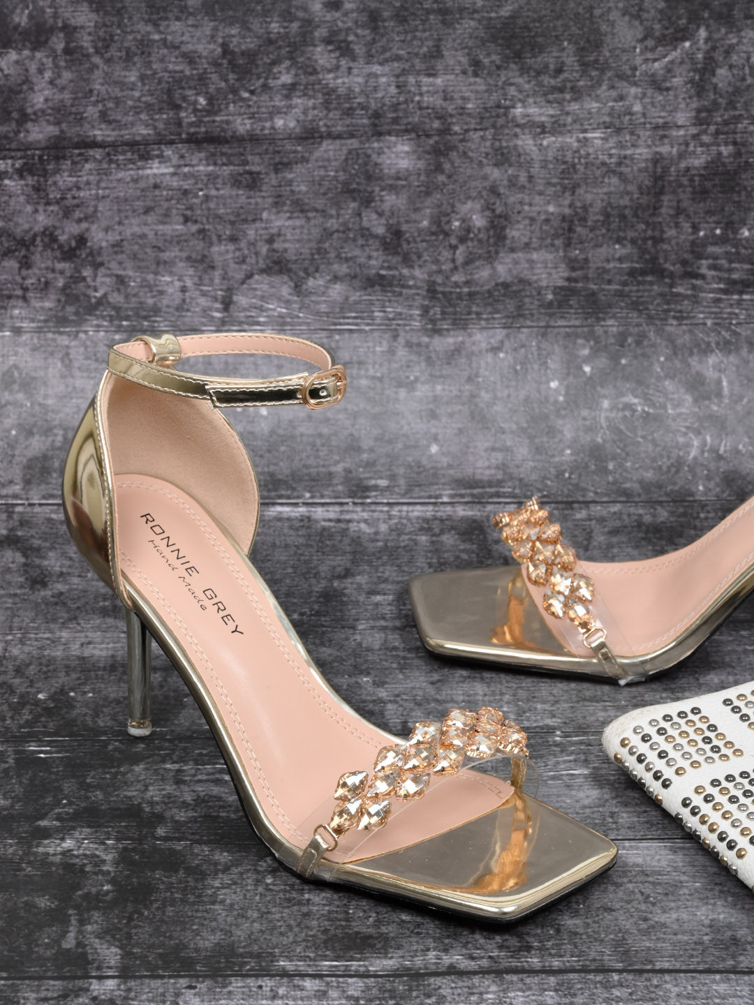 Women, Women Footwear, Gold Stilettos