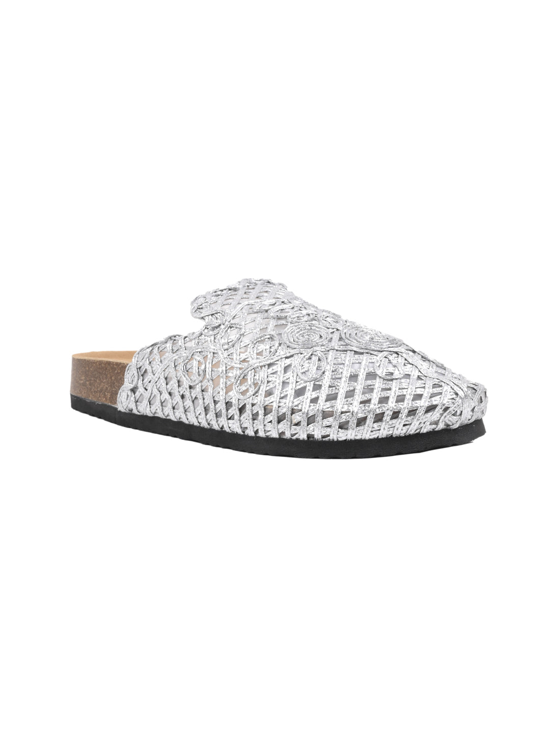 Women, Women Footwear, Silver Mules